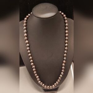 18" Genuine Black Freshwater Round 6mm Necklace NWOT